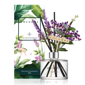 Dyfuzor zapachowy z patyczkami i prawdziwymi kwiatami Flower Lavender 200ml April Breeze PDI30422