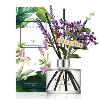Dyfuzor zapachowy z patyczkami i prawdziwymi kwiatami Flower Lavender 200ml Garden Lavender PDI30420
