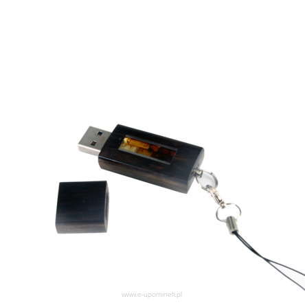 Drewniana Pamięć USB 8 GB z bursztynem bałtyckim
